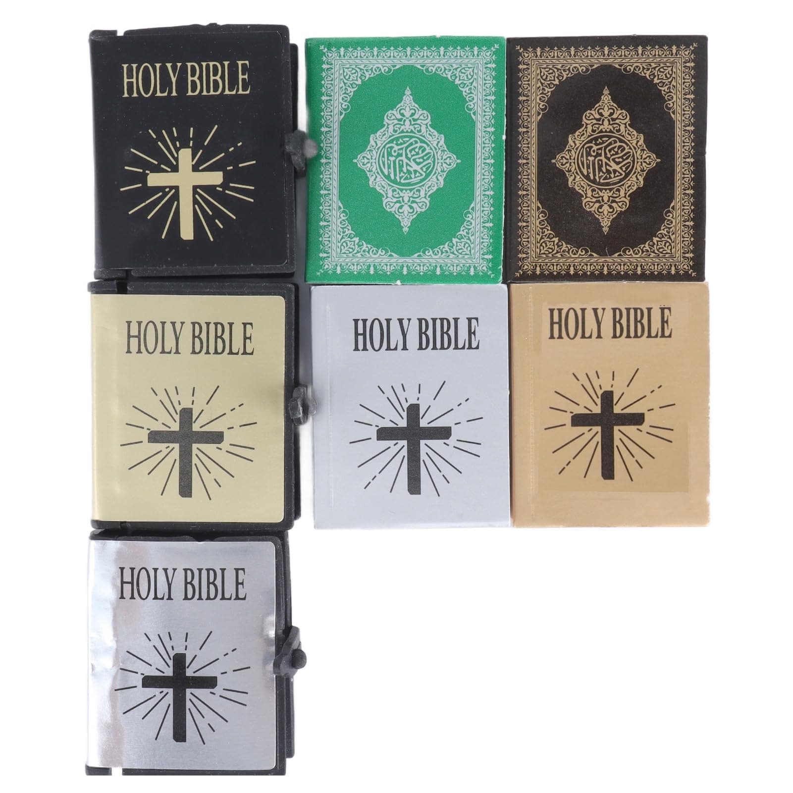 Zerodis Miniature Bible Set: 1:12 Scale Dollhouse Accessories (Includes 5 Bibles + 2 Qurans)