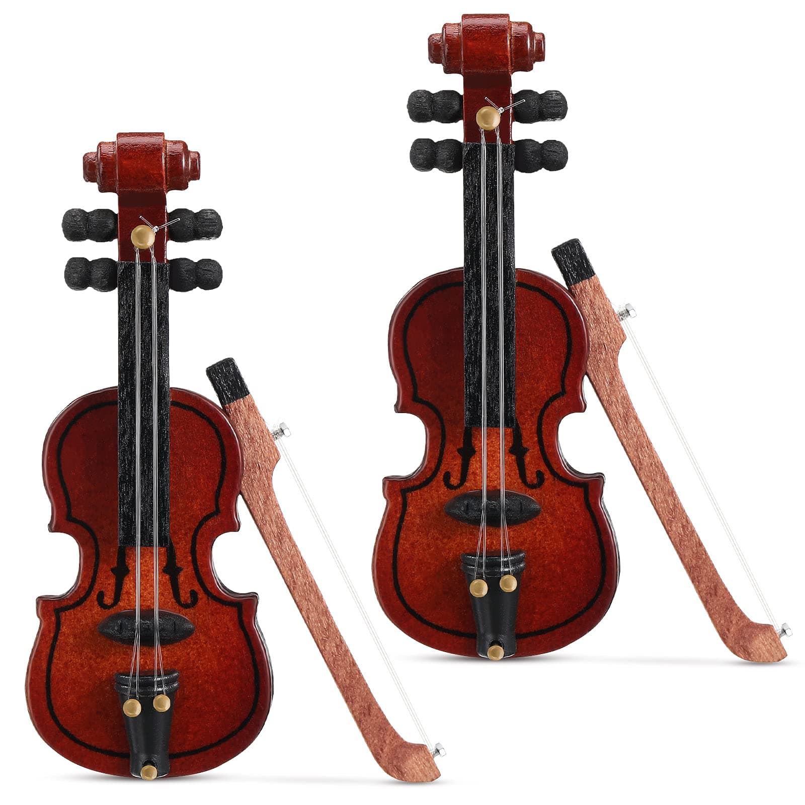 Chalyna Miniature Wooden Violin Model for Dollhouse - 2 Pieces (2.56 x 0.98 x 0.39 Inch)