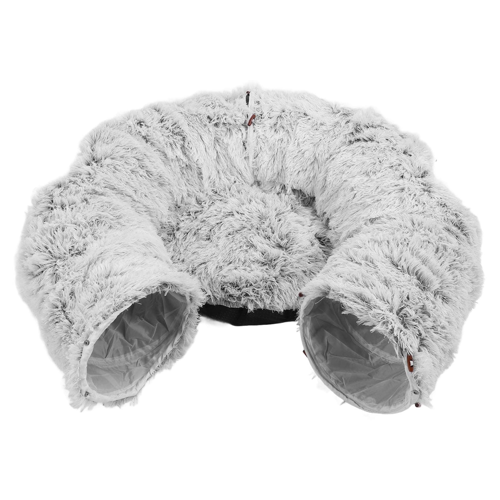 Space-Saving Fluffy Cat Tube Bed with Washable Cushion for Indoor Pets