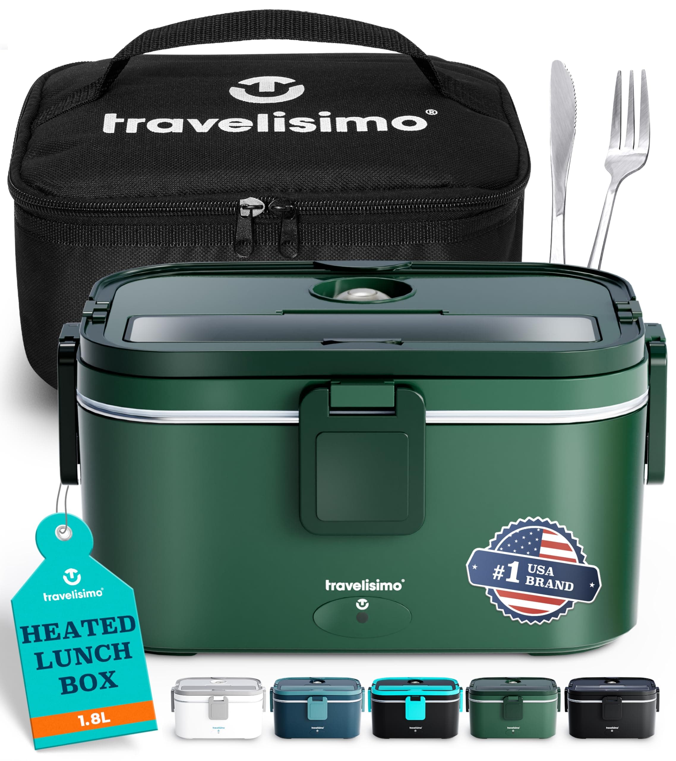 XL Heated Lunch Box 1.8L for Men, 80W Portable Work Warmer