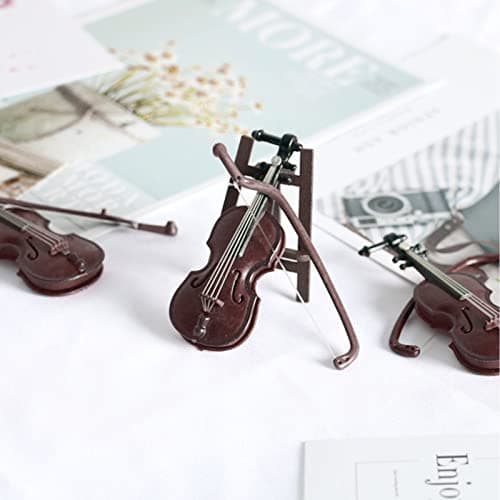 Mini Violin Ornament With Stand for Home Office Decoration
