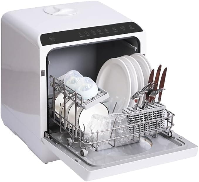 Compact & Portable Countertop Dishwasher with Water Tank, Air Drying & LED Light