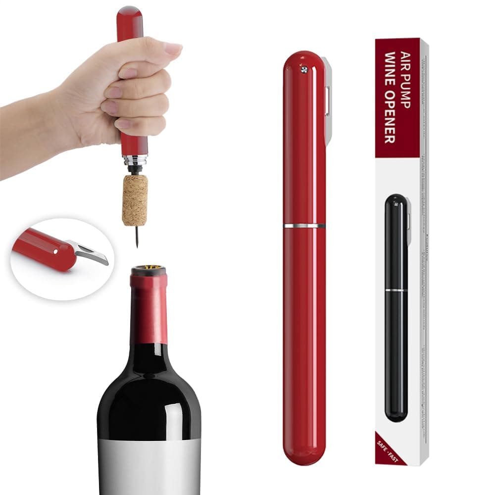 IPEROT Wine Bottle Opener, IPEROT Air Pressure Wine Corkscrew With Cutting Wine Bottle Foil Knife, Effortlessly Open Wine Bottles Without Damaging Corks, Easy-to-Use(Red)