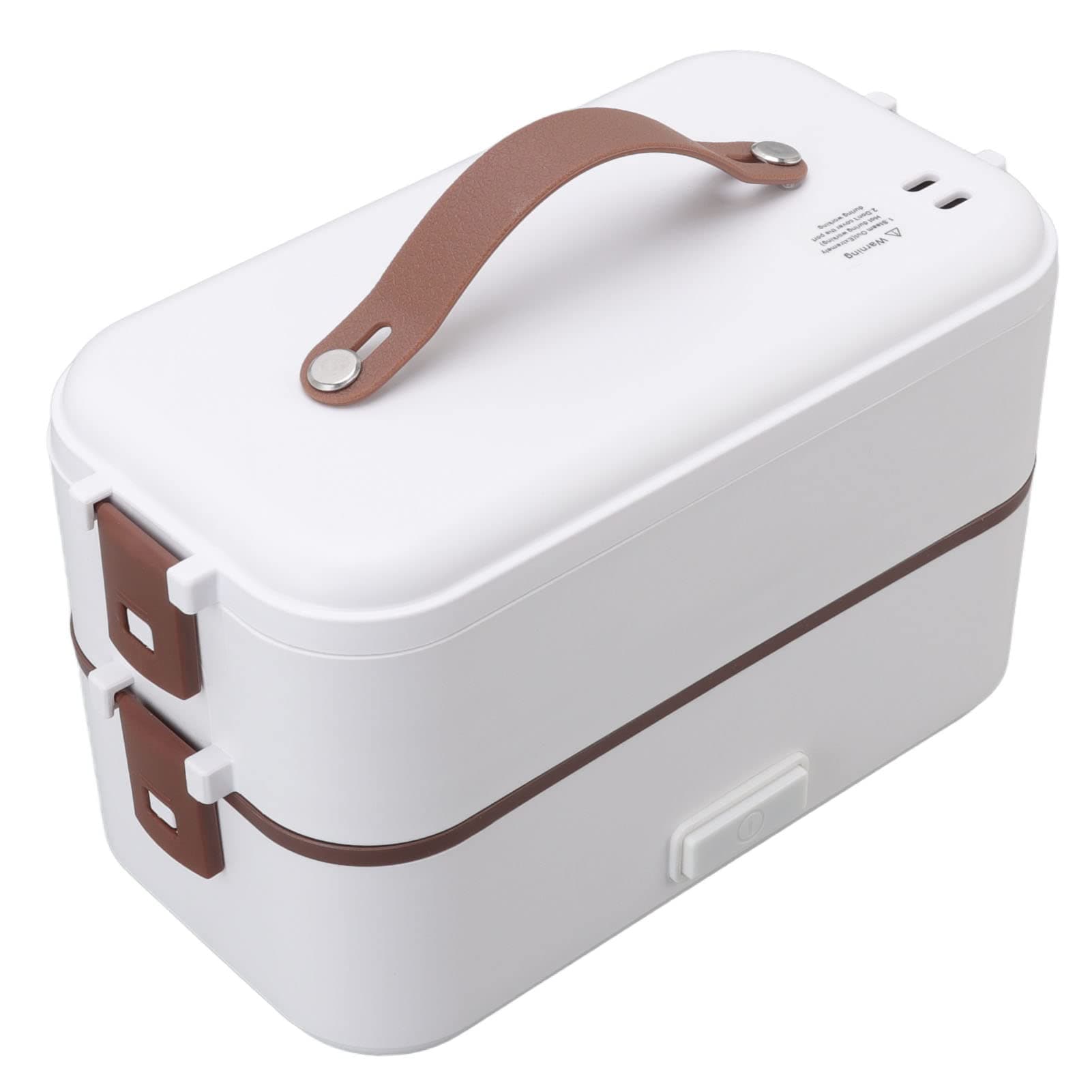 Zerodis 0.8L Portable Electric Lunch Box - Double Layer Stainless Steel Food Warmer for Home, Office, and Car