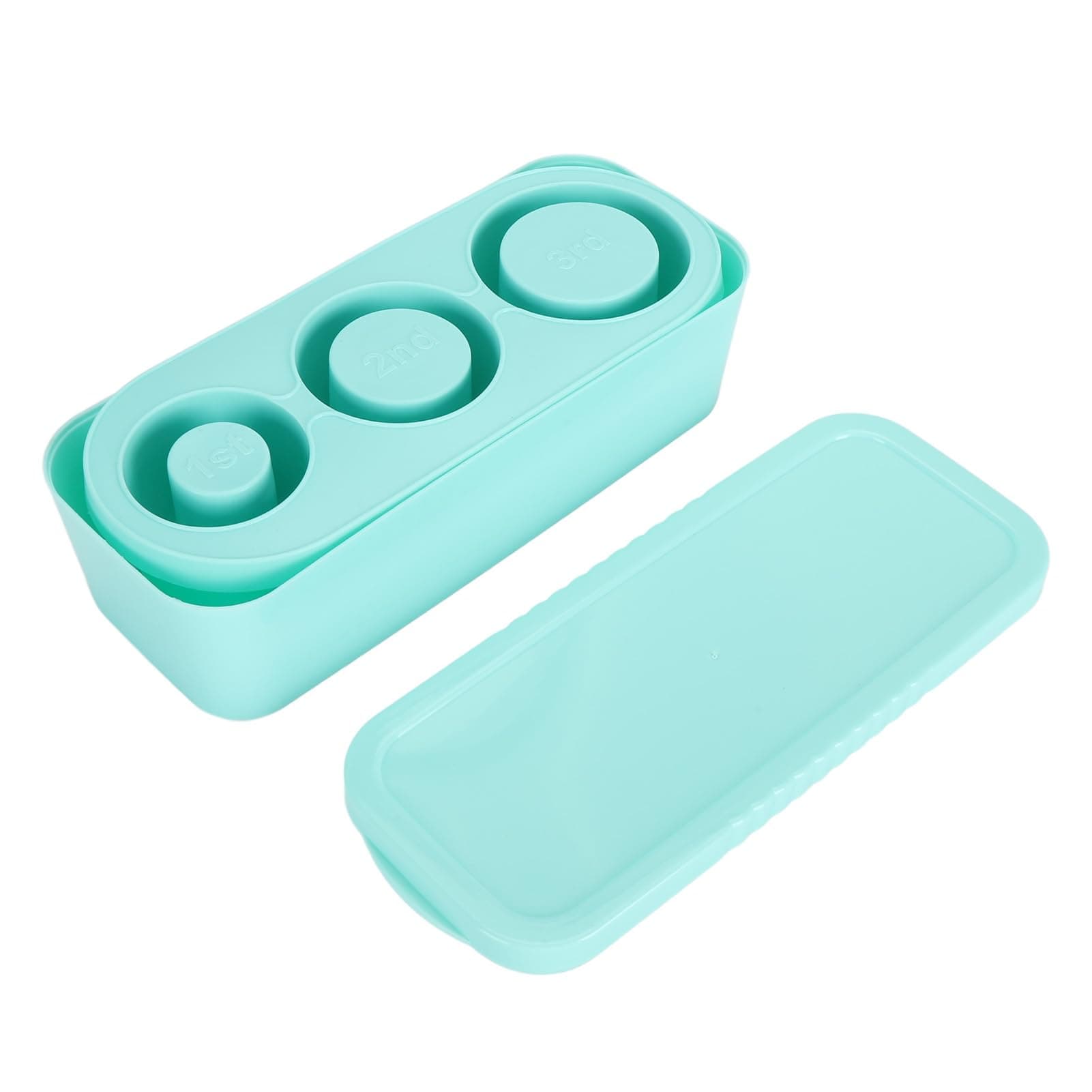 Silicone 3-Grid Ice Mould with Cover & Storage Bin for Cold Drinking