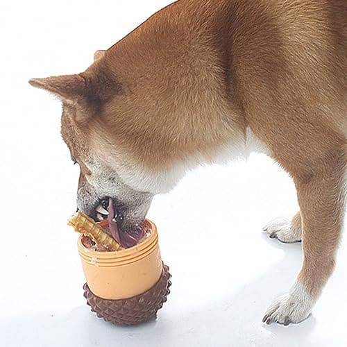 Cute Coffee Acorn Silicone Dog Puzzle Feeder Toy