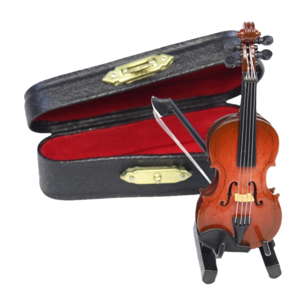 Miniature Wooden Violin Set for Dollhouses (3.15)