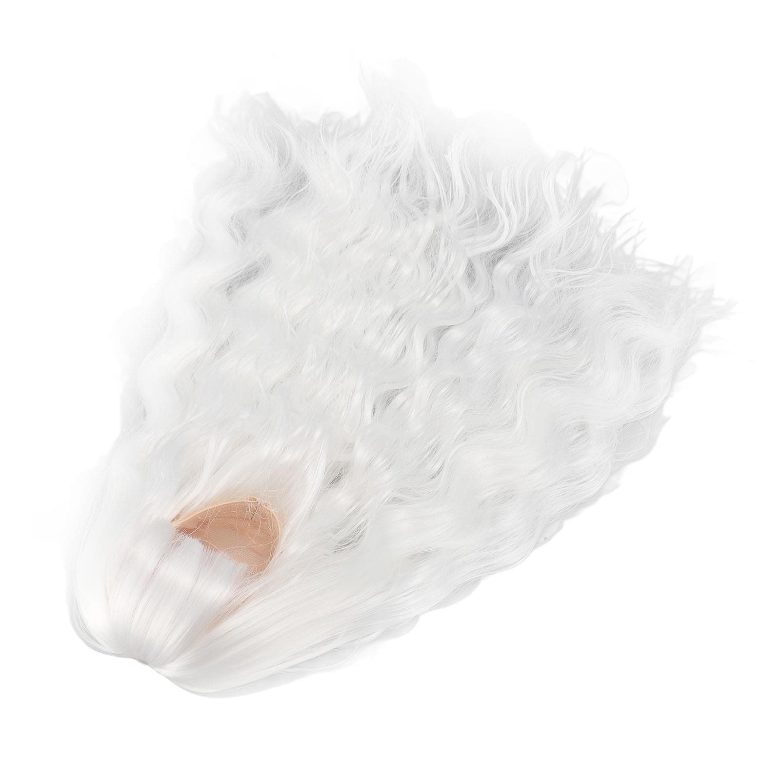 Zerodis 7.3-8.3in Curly Doll Hair Wig for Making Supplies (White)