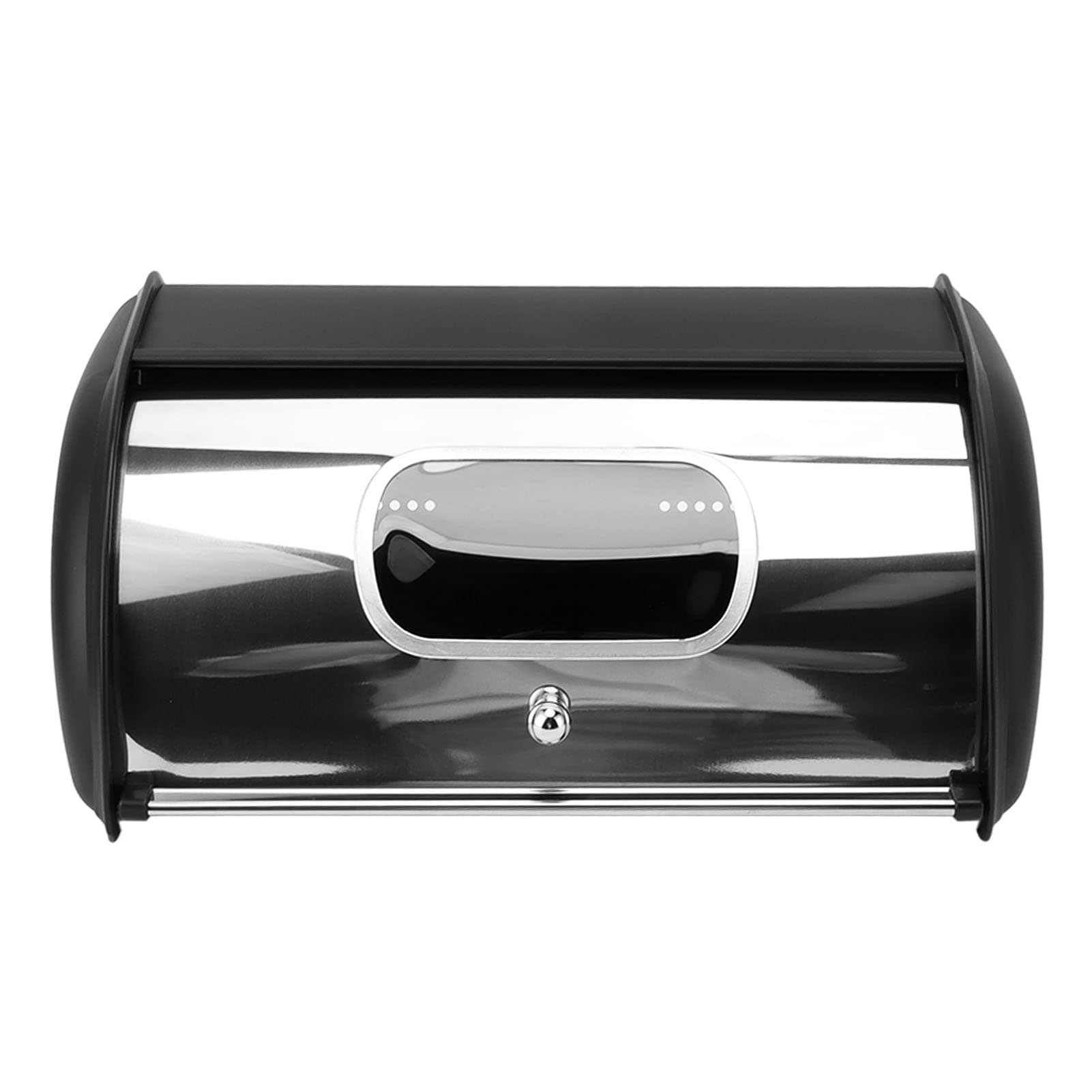 Large Capacity Iron Bread Bin with Roll Up Lid, Black (Home Kitchen)