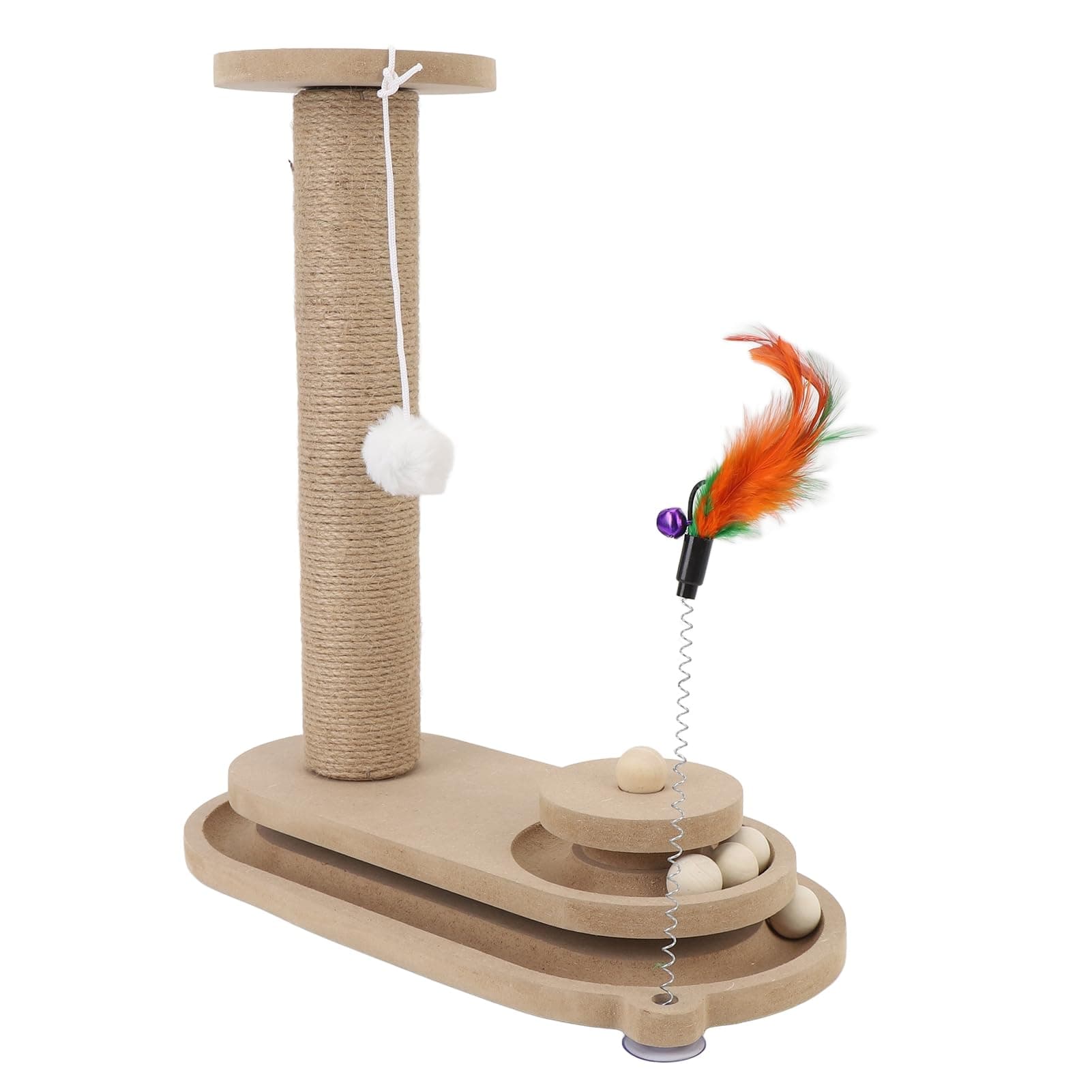 Interactive Cat Scratching Post with Rotating Platform & Wand, Jute Rope