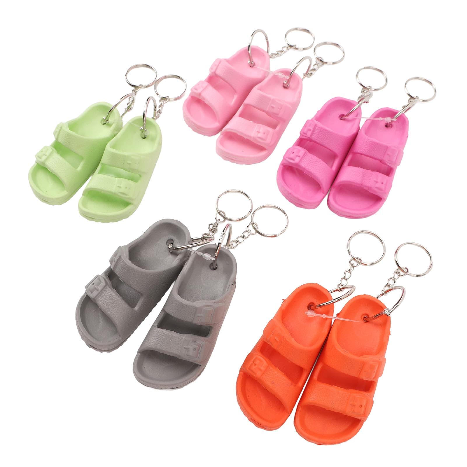 Zerodis Mini Sandal Keychains, 5 Pairs Flip Flop Key Rings for Handbags & Purses