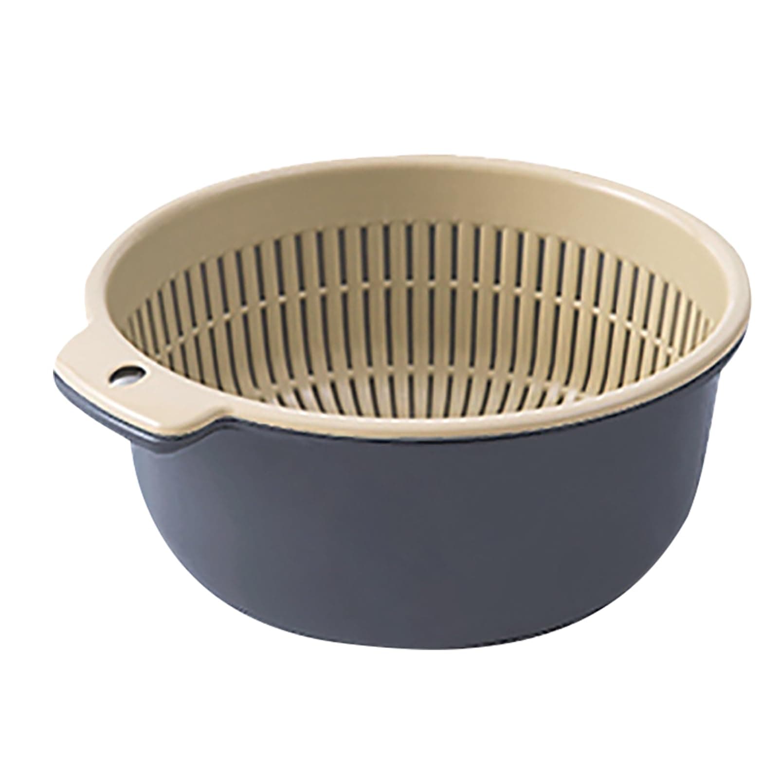 Blue Round Plastic Double Layer Kitchen Strainer Bowl Set for Fruit and Vegetable Wash
