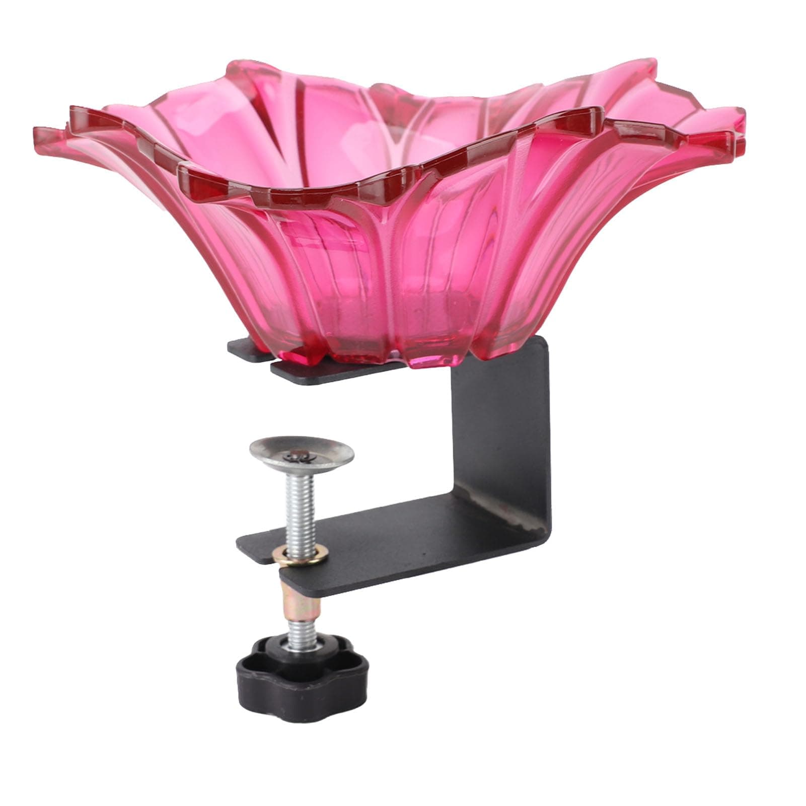 Rose Red Carbon Steel Plastic Bird Feeder Bowl with Adjustable Clamp