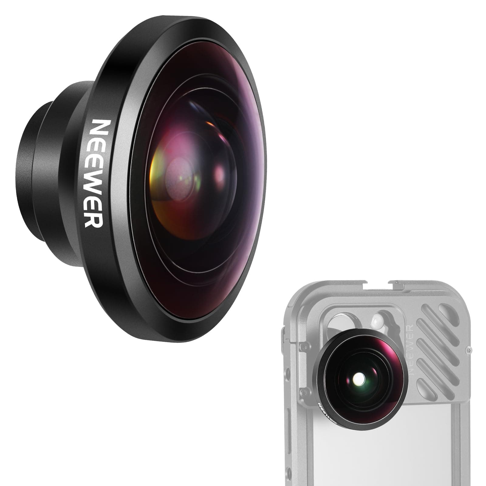 Neewer 8mm Fisheye Lens for 17mm Thread Phones – Compatible with SmallRig, iPhone, and Samsung Cases