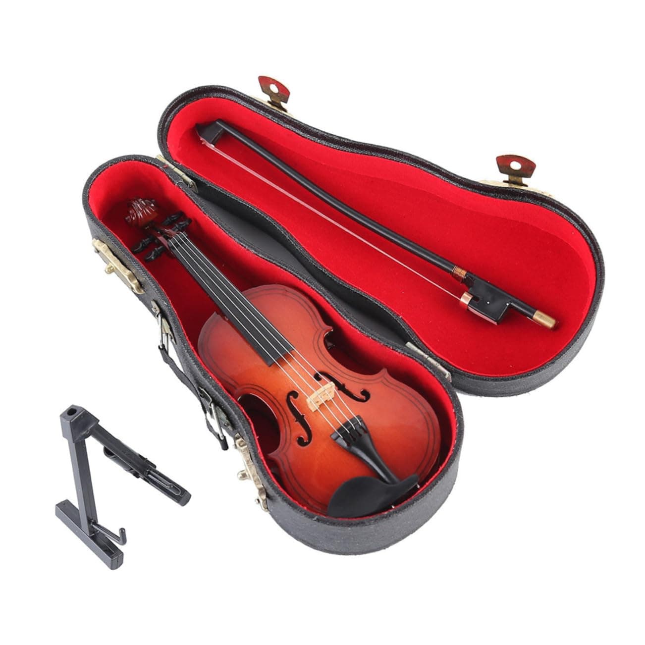 ErgoGO Mini Violin Model Decorative Musical Instrument with Stand & Faux Case