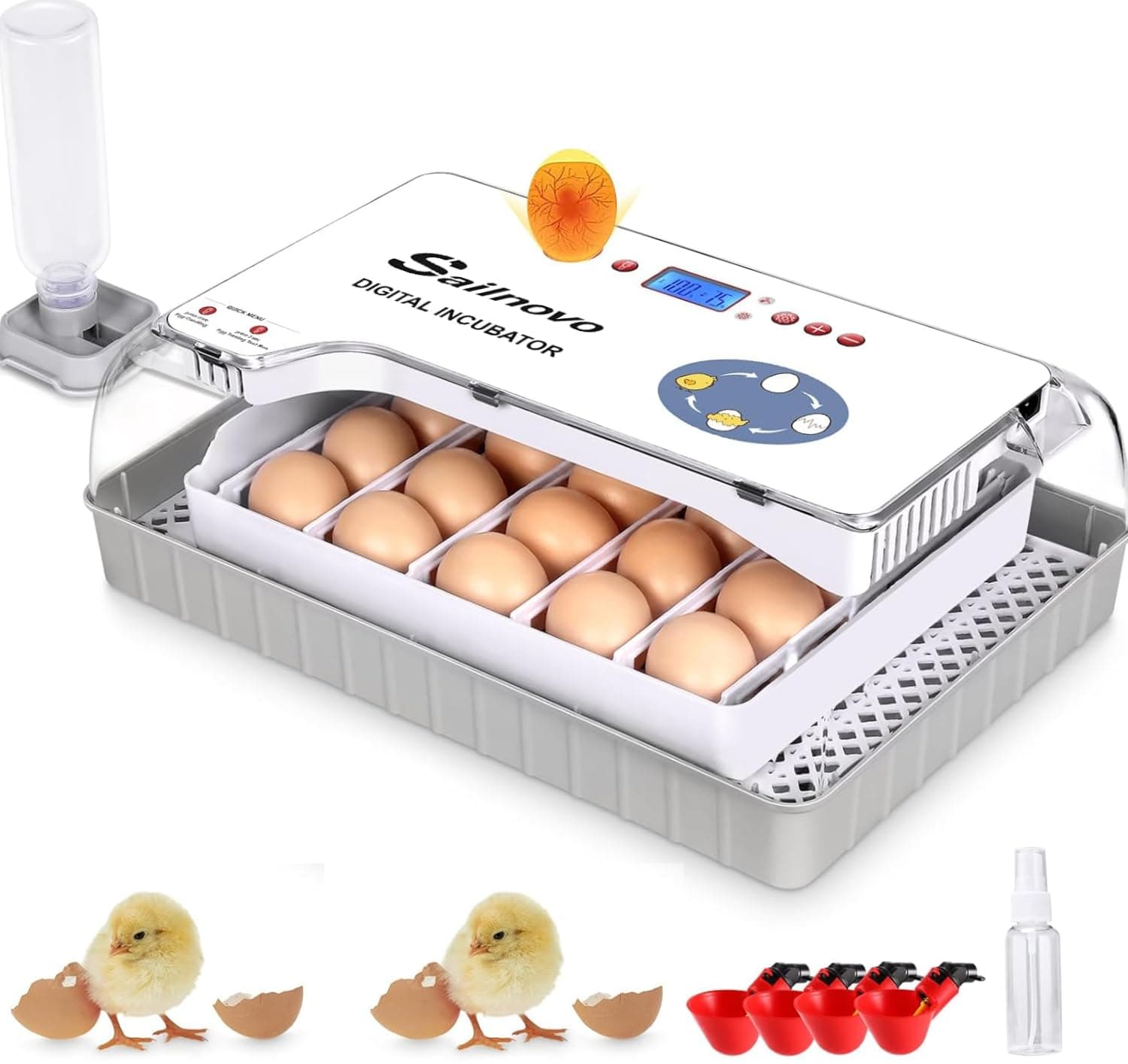 Sailnovo 20-Egg Incubator with Auto Turning, Temperature & Humidity Control