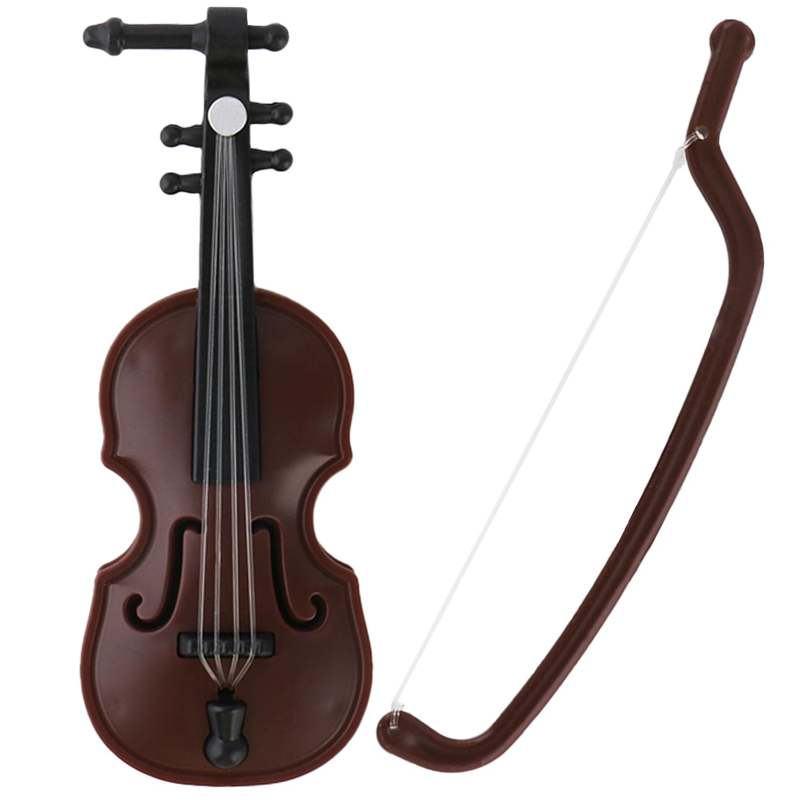 Miniature Violin Toy: Small Plastic Dollhouse Accessory with Bow