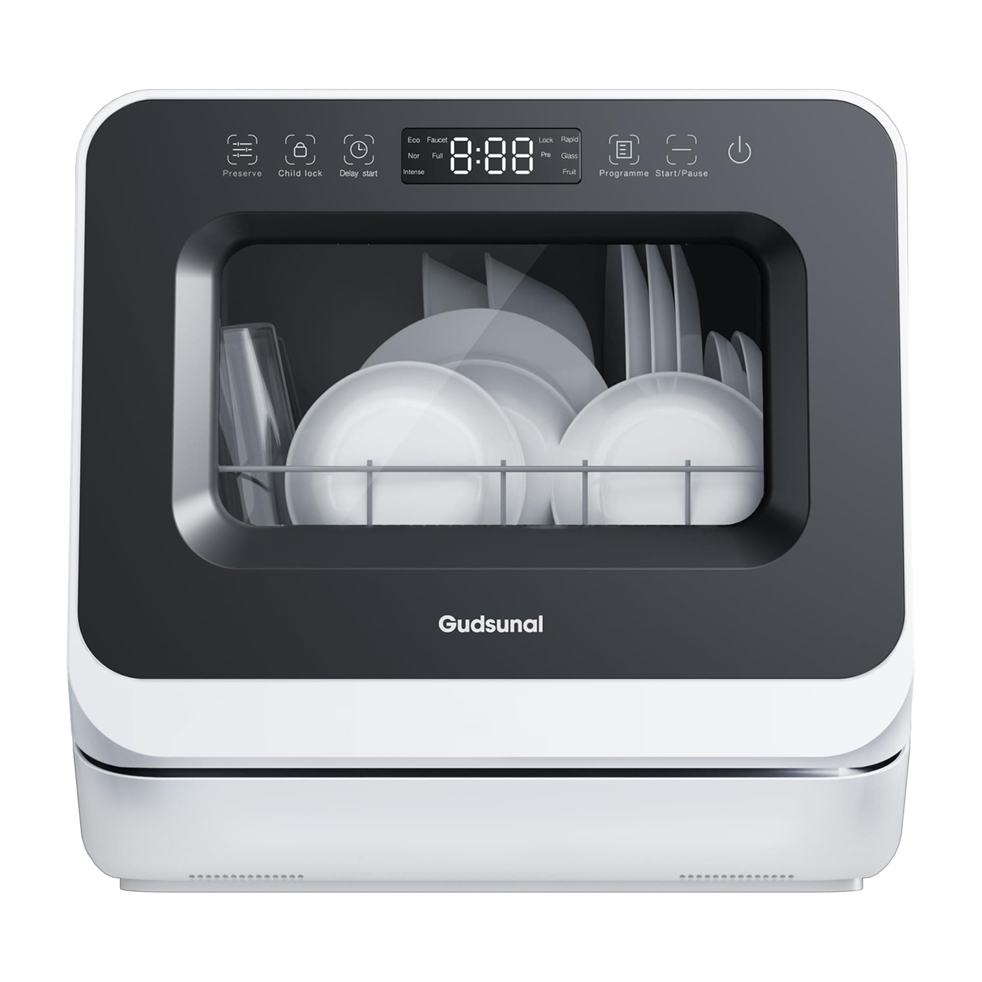 7L Portable Countertop Dishwasher for RV & Small Spaces, Hybrid Drying, 192℉ Hygiene, Black