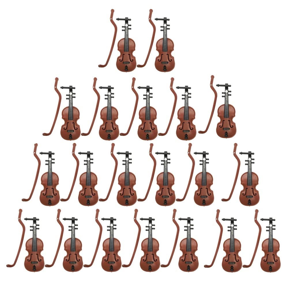 Miniature Violin Set: 20 Tiny Violins for Dollhouse, Fairy Garden, and Holiday Decor