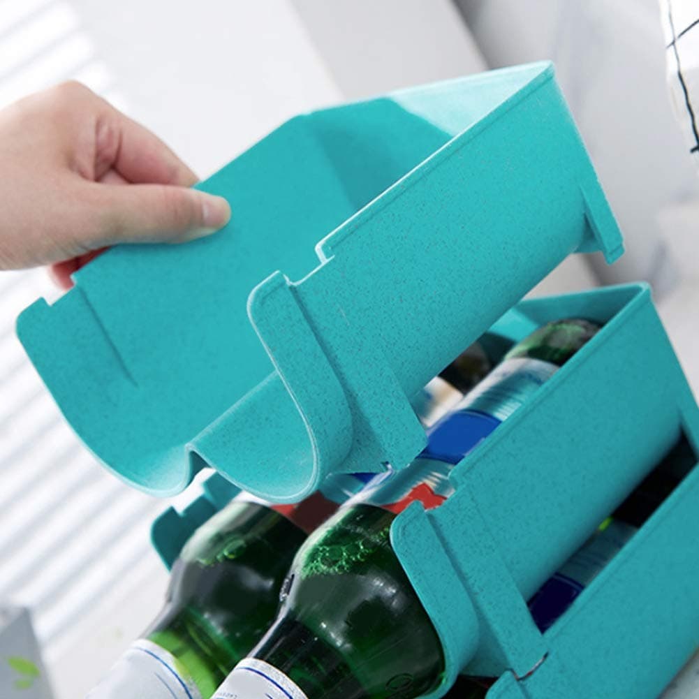 Stackable Beer & Wine Rack, Bottle & Can Storage for Kitchen Cabinet & Fridge (Blue)