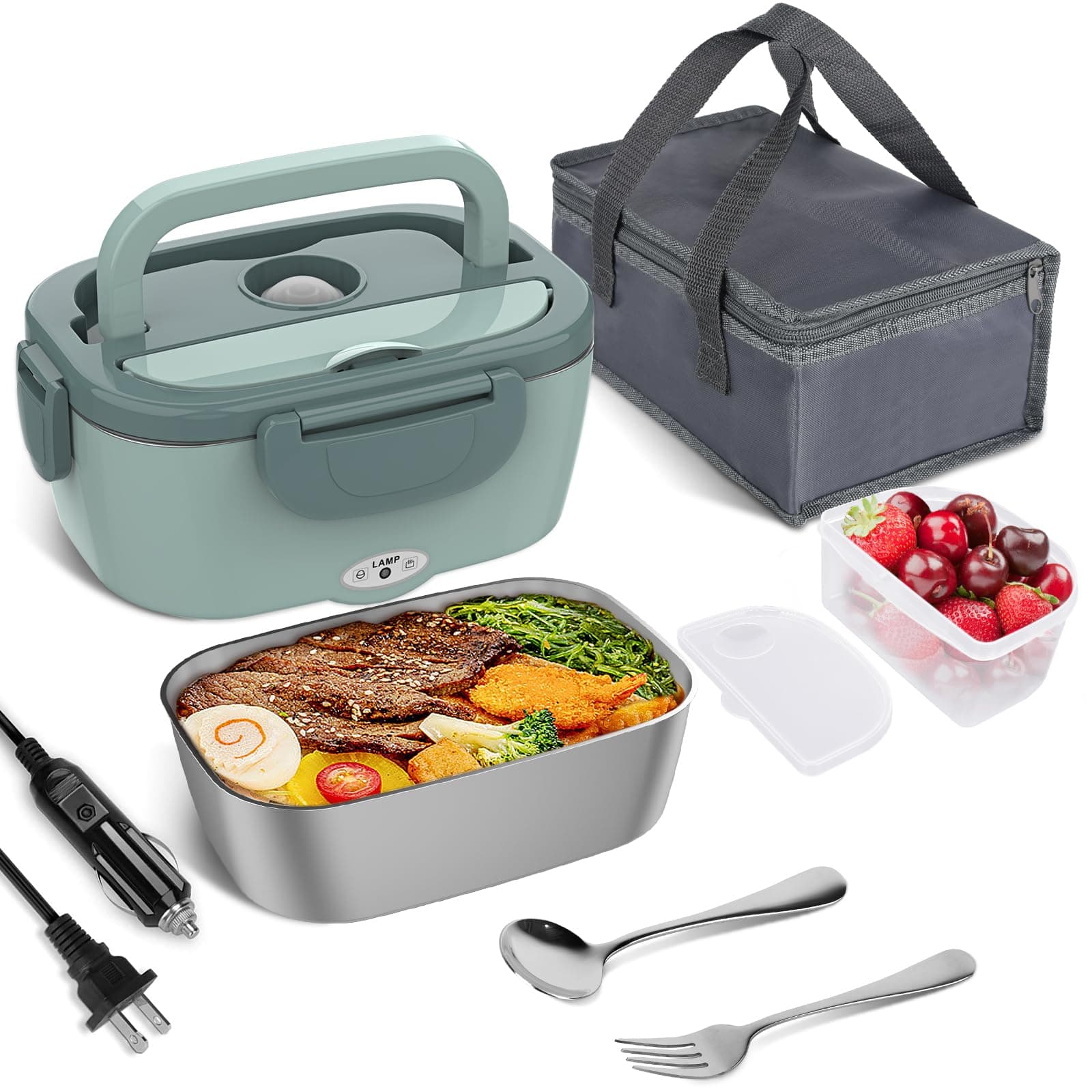 Vabaso 80W Portable Electric Lunch Box for Adults – 1.5L Stainless Steel Food Warmer for Work, Men, Car, and Truck