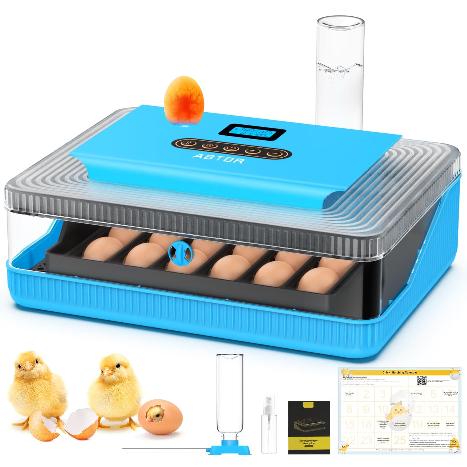 25 Egg Digital Incubator with Automatic Turning, Temperature & Humidity Control, LED Display