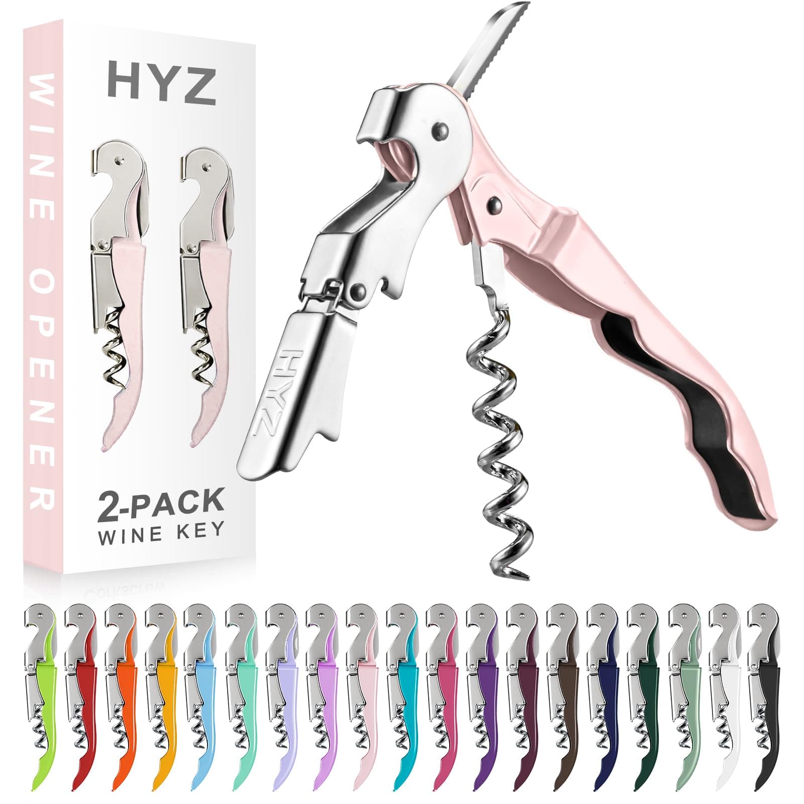 HYZ 2-Pack Pink Wine Opener with Foil Cutter