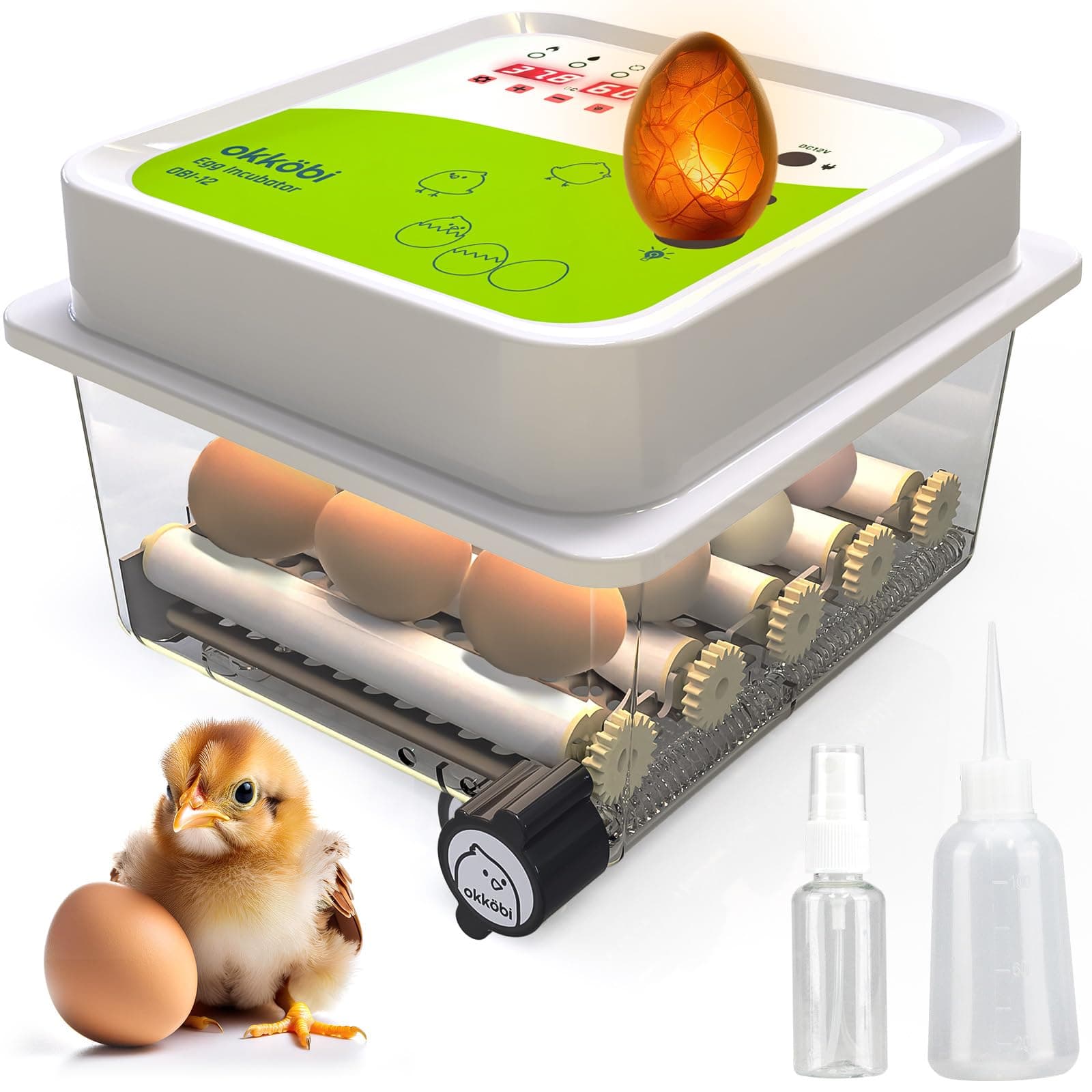 Egg Incubator Okkobi OBI-12 - 12 Eggs, Automatic Turning, Humidity Control