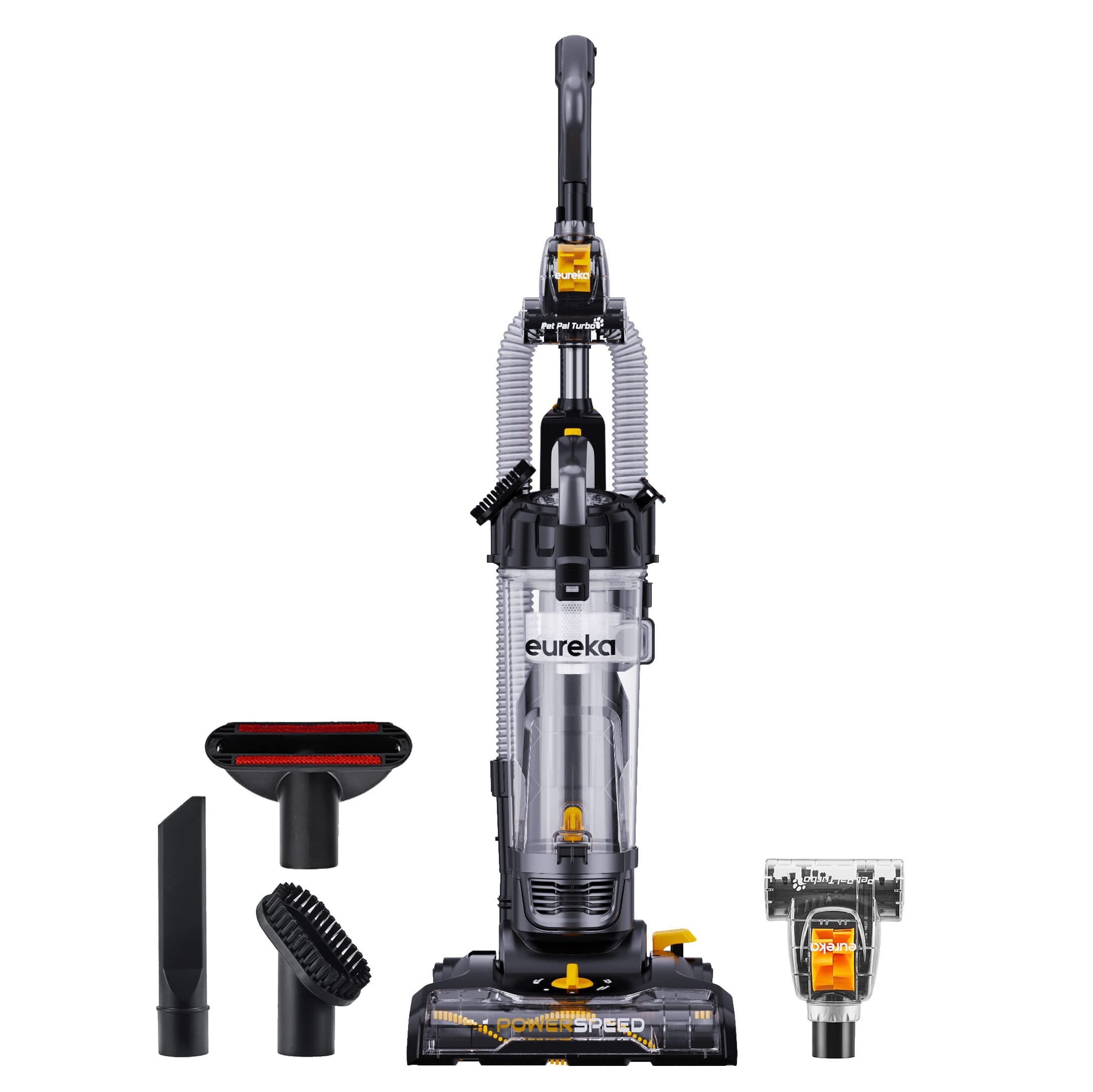 EUREKA PowerSpeed Lightweight Upright Vacuum for Carpets & Hard Floors, Pet Turbo, Black/Yellow
