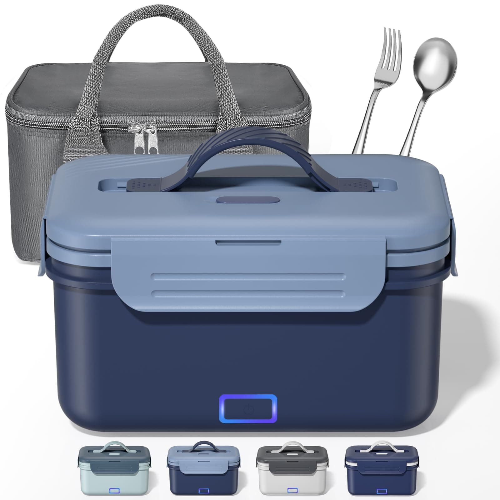 12V/24V/110V Portable Heated Lunch Box for Adults, 1.8L with Fork & Spoon