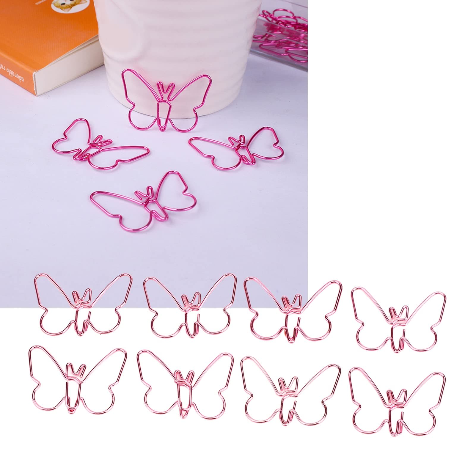 50Pcs Multicolor Cartoon Butterflies Paperclips for School Office