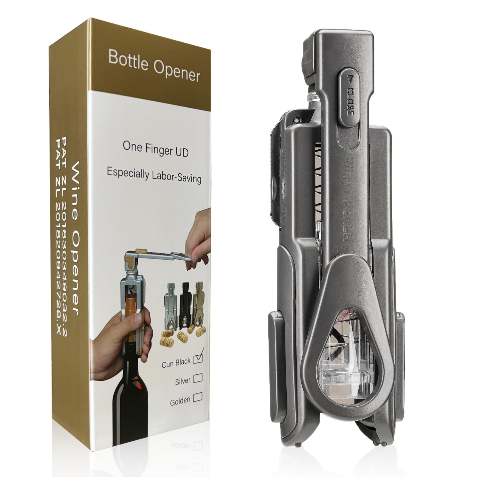 Black Easy-to-Use Wine Opener with Foil Cutter, 6 Inches Light and Compact