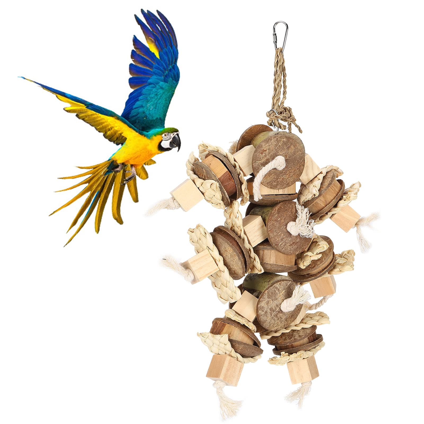 Parrot Chewing Toy: Coconut Beak Grinding Blocks for Cage Play