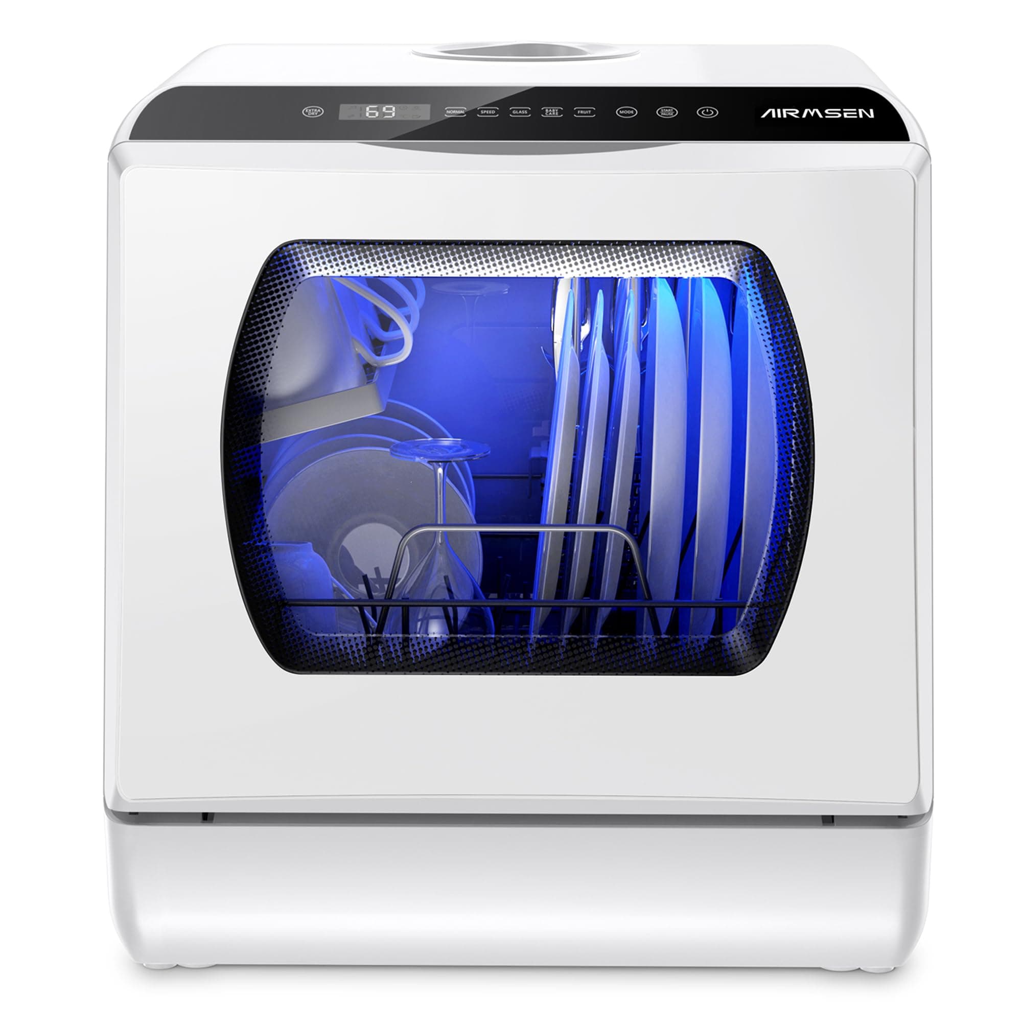AIRMSEN Portable Mini Dishwasher with 5 Washing Programs, 5L Water Tank, No Hookup Needed for Homes, Apartments & RVs