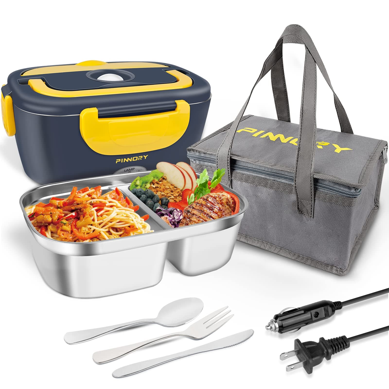 Electric Lunch Box 3-in-1 Warmer, 80W Food Heater for Car, Home & Truckers