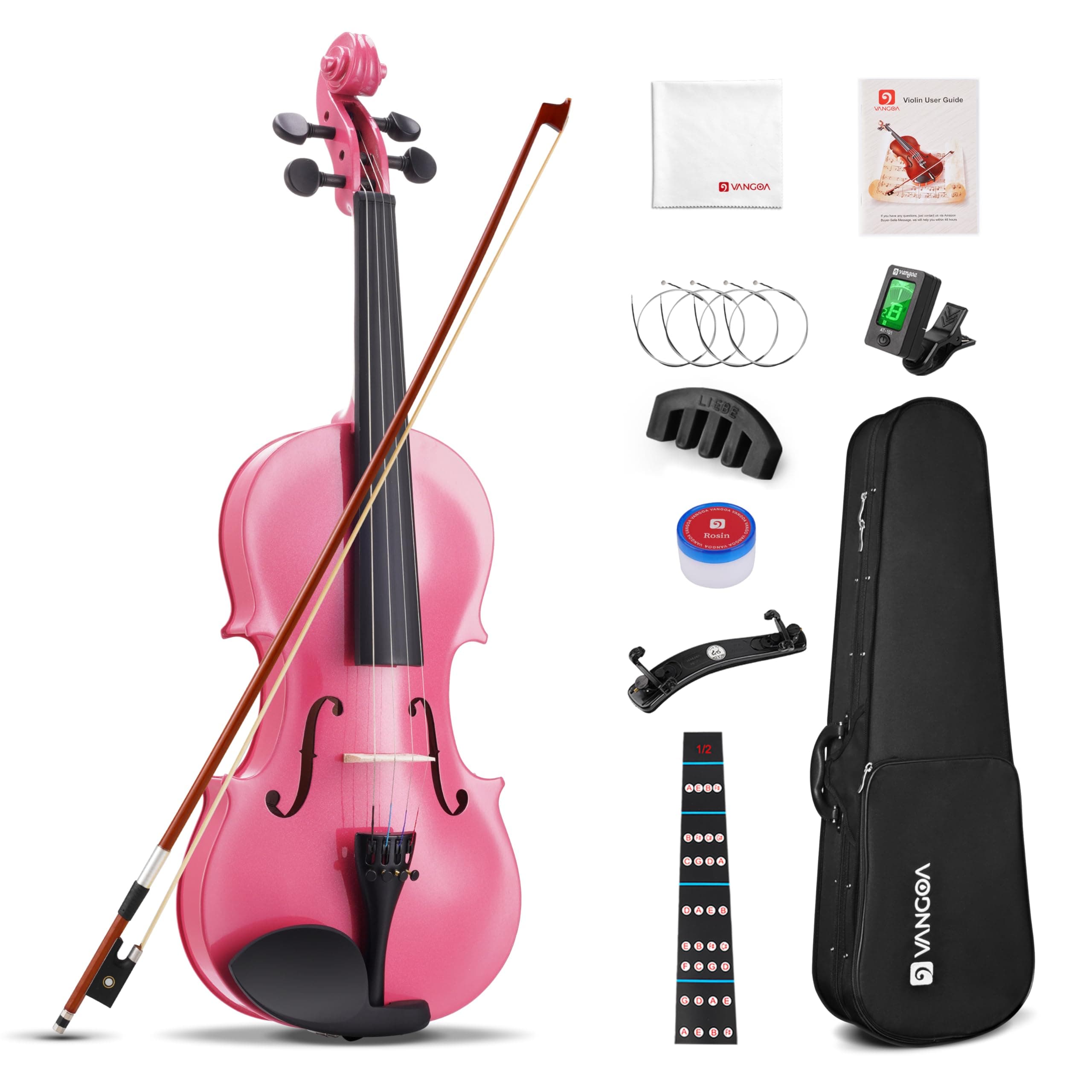 Vangoa 1/2 Size Acoustic Violin for Beginners Kids Ages 6-9