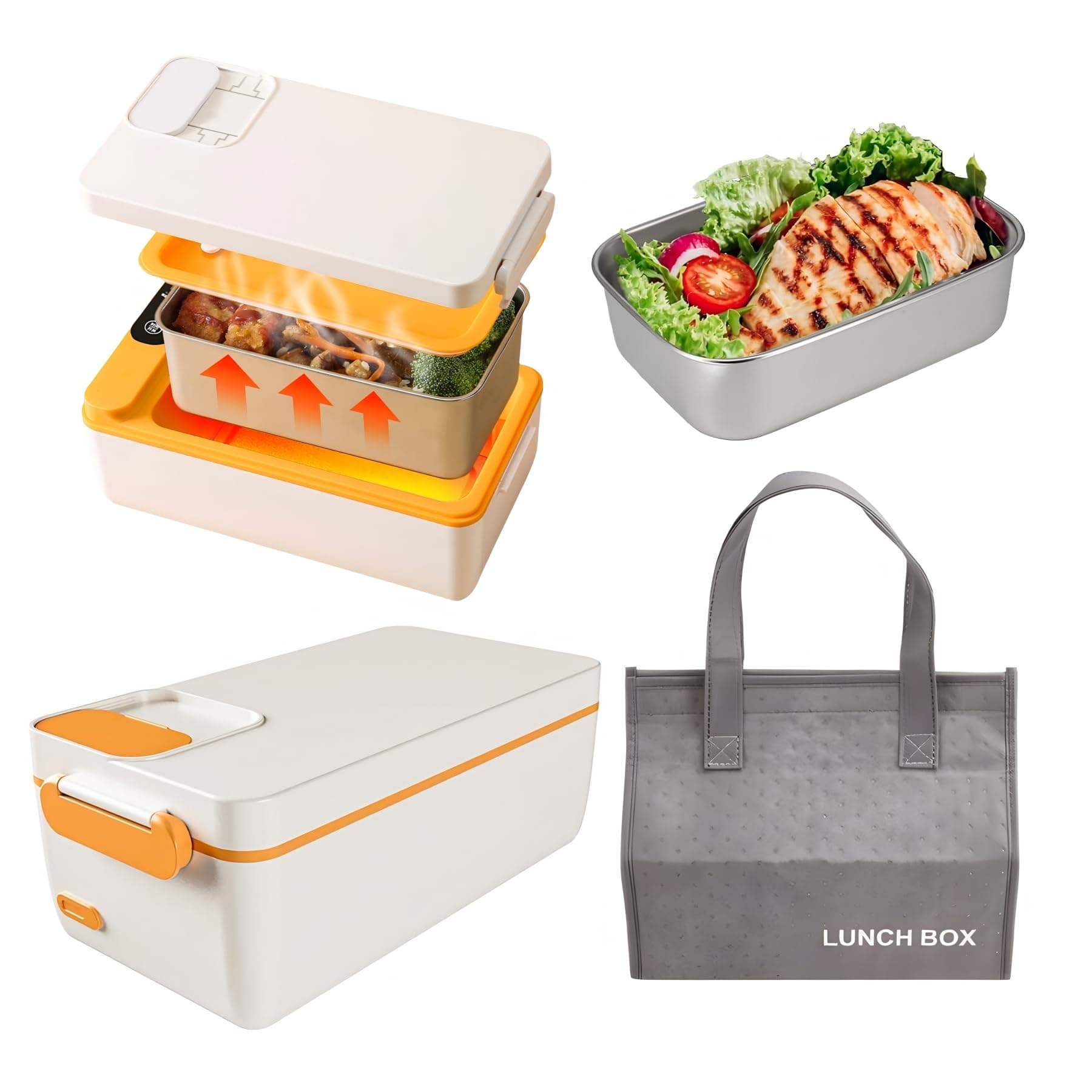 Cordless Electric Heater Lunch Box, 12000mAh Battery Powered, 1L 304 Stainless Steel