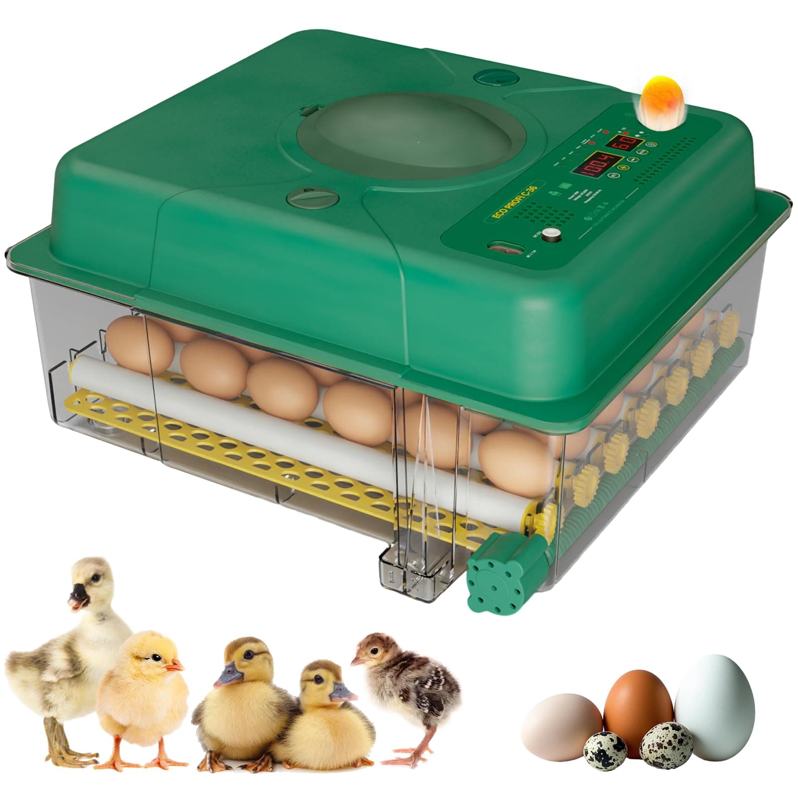 36 Incubator for Hatching Eggs with Auto Turning & Humidity Monitor (Home/Farm)