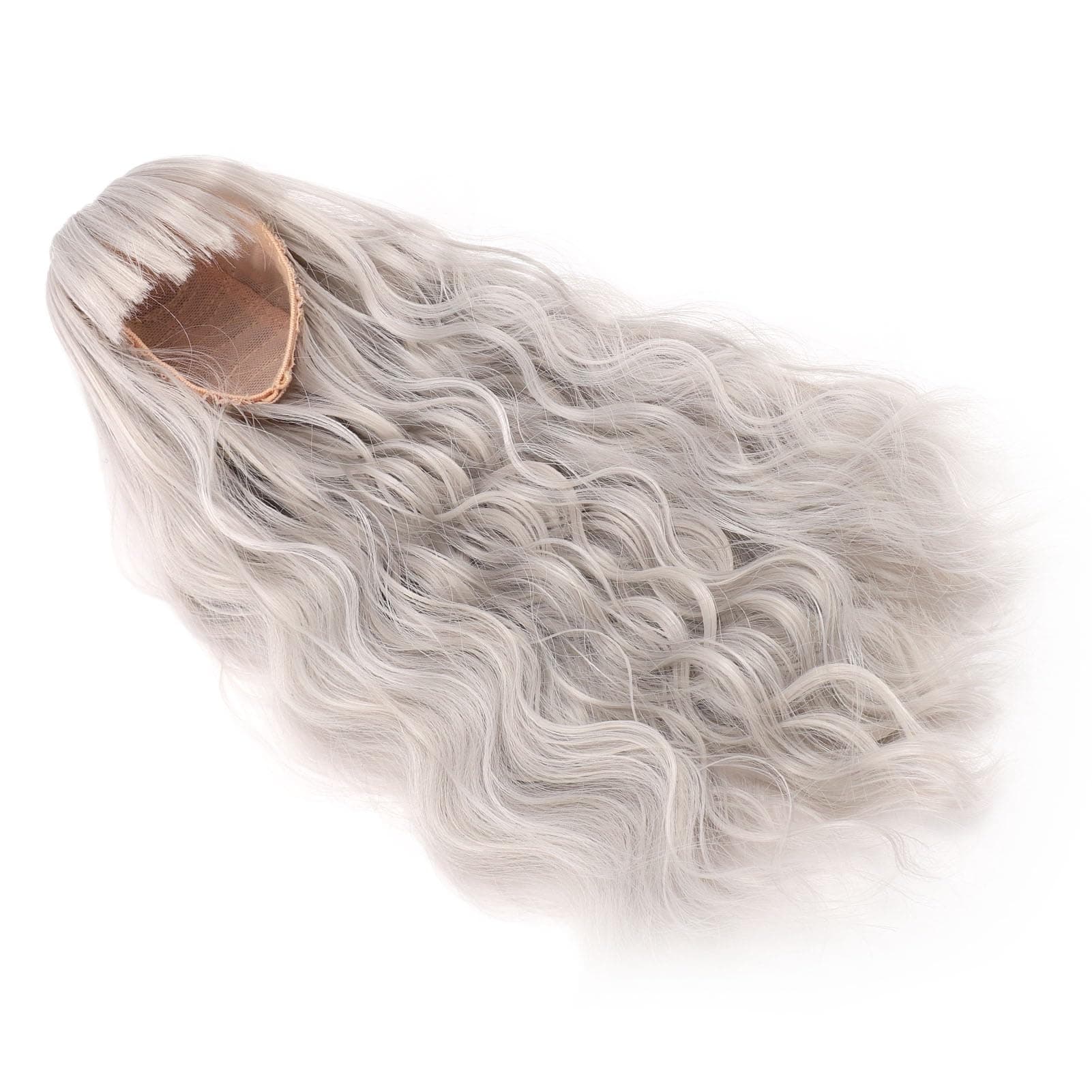 Zerodis Silver Doll Wig, Long Deep Curly Hair for Doll Making Supplies