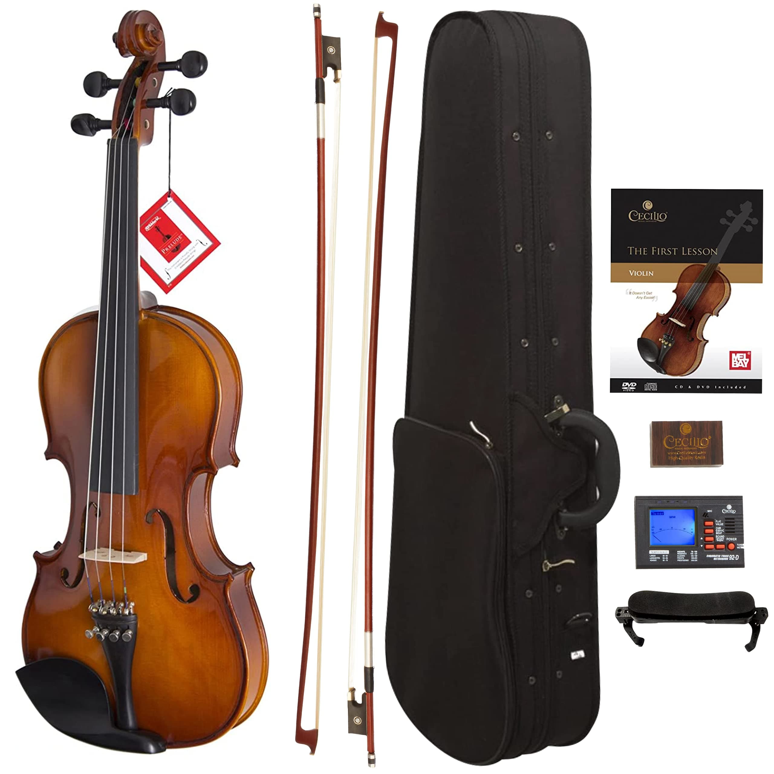 CVN-300 Solidwood Ebony 3/4 Size Violin with D'Addario Strings