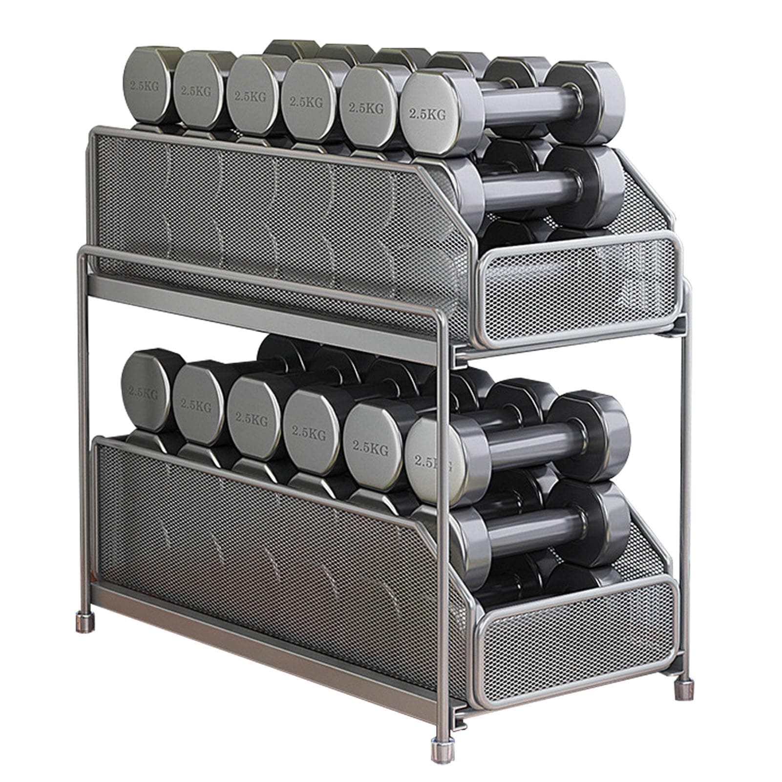 15x7.5x12.4in Silver Under Sink Cabinet Storage Organizer (2 Layer Slide Out Drawer)