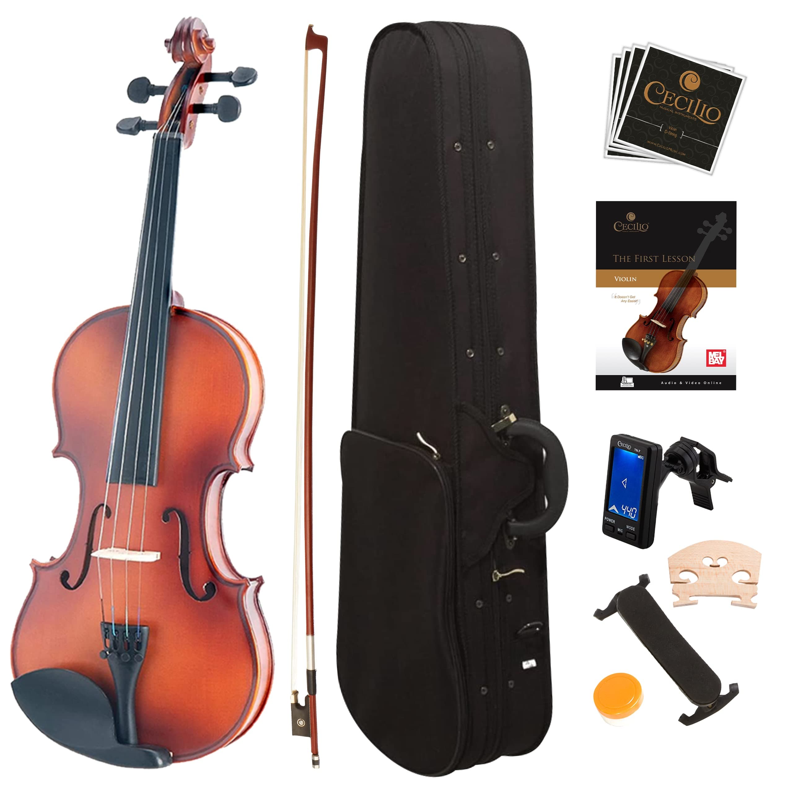 Mendini by Cecilio 1/2 Violin Kit - Fiddle for Kids & Adults