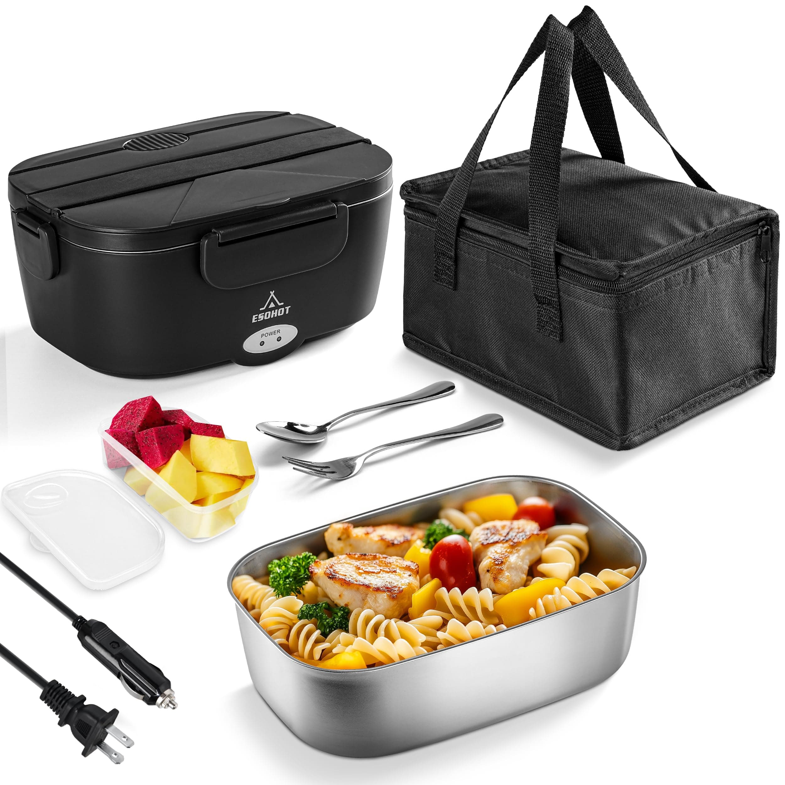 80W Heated Lunch Box for Adults, 1.5L Food Warmer Car/Truck/Office